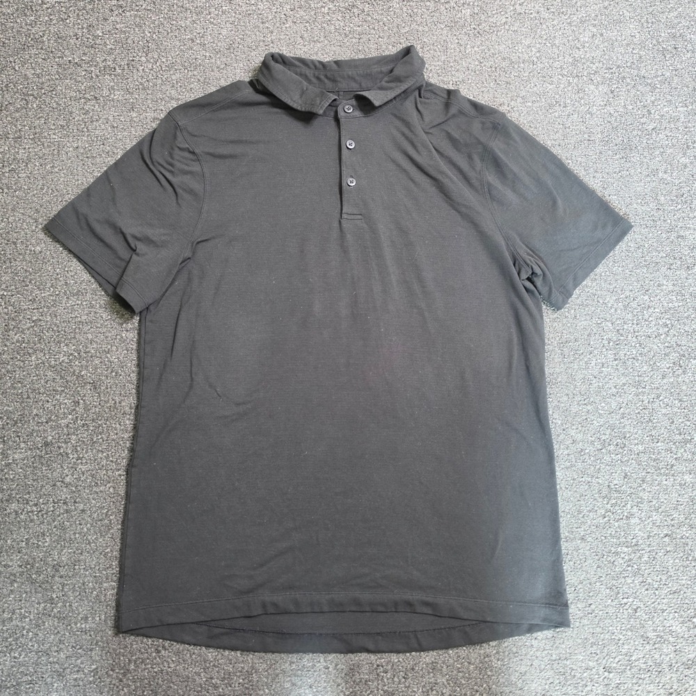 Lululemon Evolution Polo Shirt Black Mens Medium Short Sleeve Athletic Casual